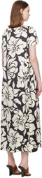 Dries Van Noten Black & Off-White Floral Midi Dress