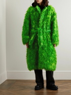 Balenciaga - Oversized Jersey-Trimmed Mohair and Cotton-Blend Faux Fur Coat - Green