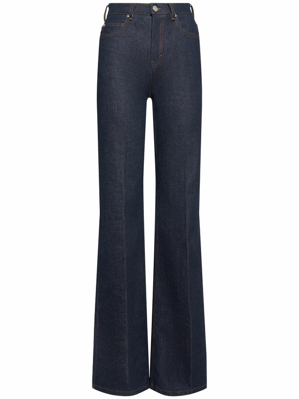 Photo: AMI PARIS High Rise Flared Cotton Denim Jeans