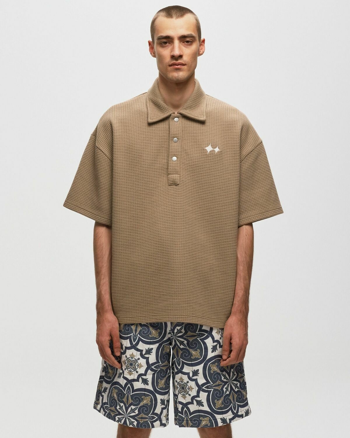 Bstn Brand Oversized Waffle Polo Shirt Brown - Mens - Polos