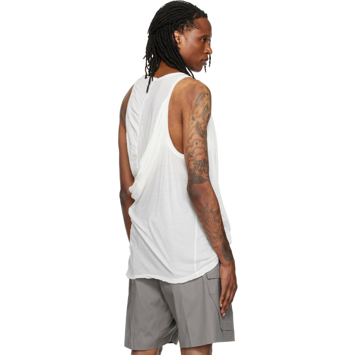 Rick Owens Off-White Tower Draped Pony Tank Top