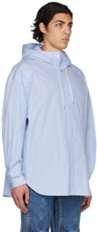 Juun.J White & Blue Stripe Hoodie Shirt