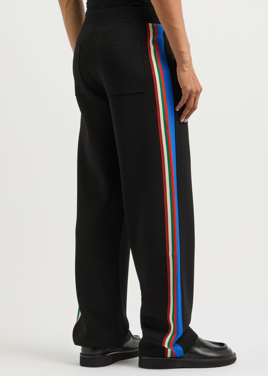Wales Bonner Tide Striped Knitted Sweatpants Black