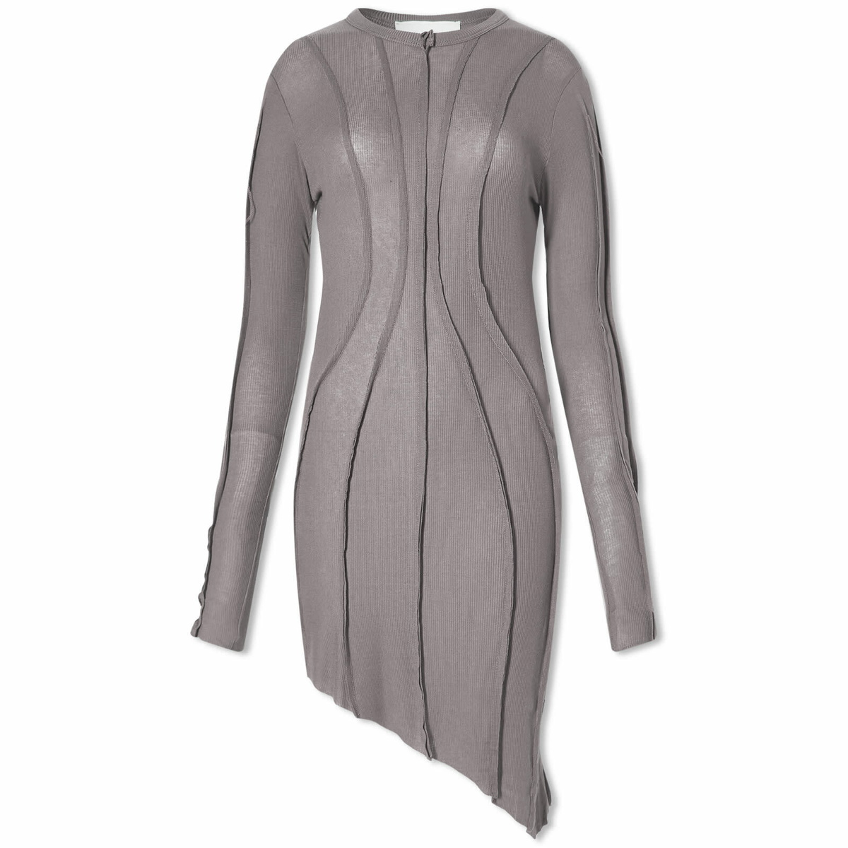 Photo: Sami Miro Vintage Women's Aysmmetric Long Sleeve Mini Dress in Graphite Grey