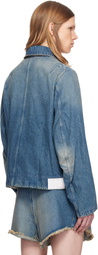 Random Identities Blue Washed Zipped Denim Jacket