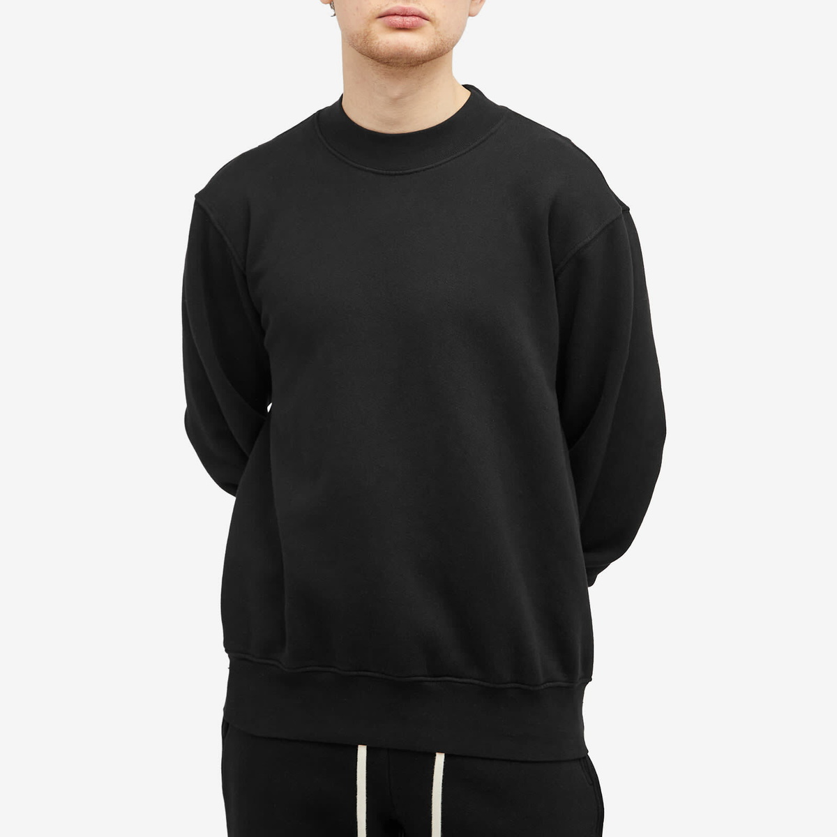 Les Tien Men's Heavyweight Banded Mock Neck Polo in Jet Black