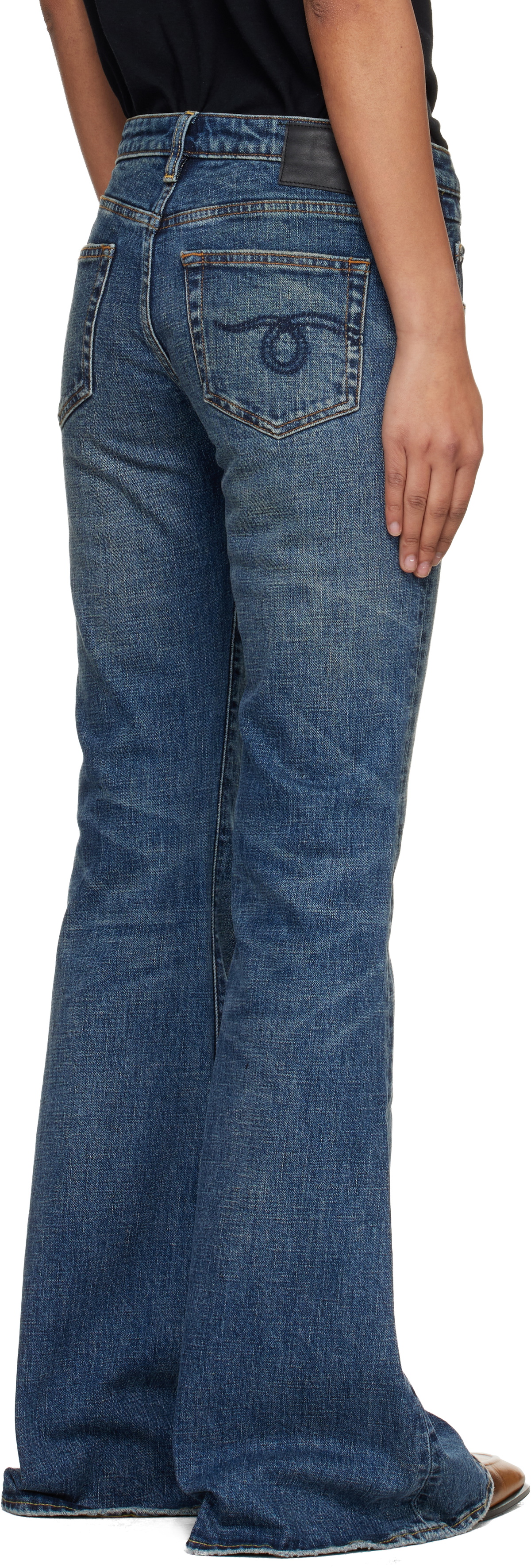 R13 Blue Overflow Boy Flare Stretch Jeans