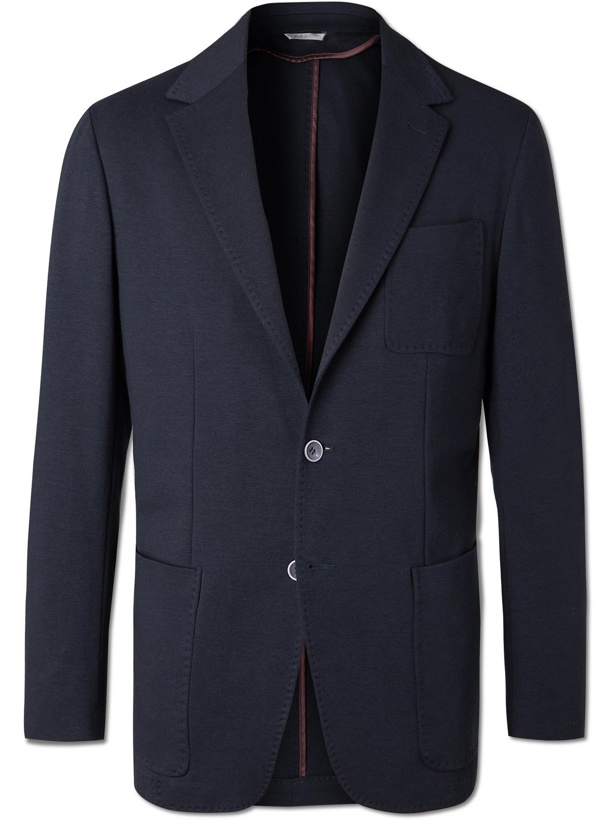 Photo: CANALI - Unstructured Cotton-Jersey Suit Jacket - Blue - IT 48