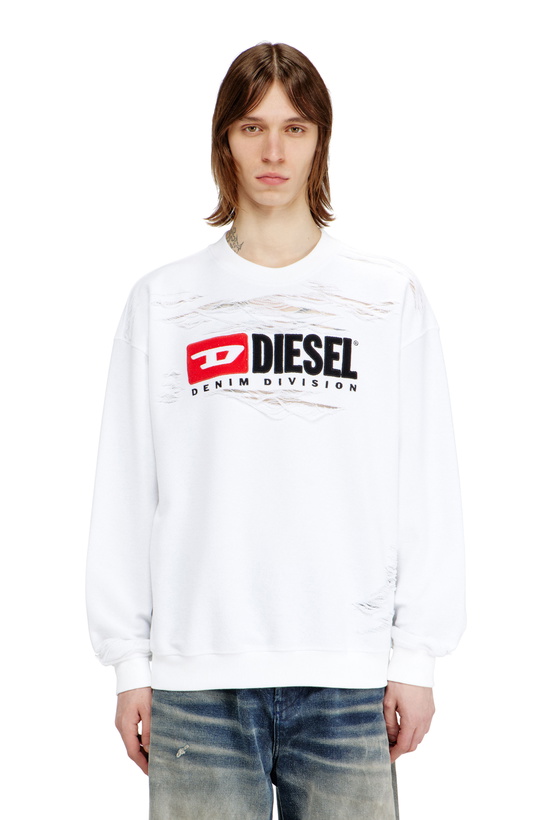 Photo: Diesel Sweatshirt with devorèe floating threads - Sweaters Mens in White
