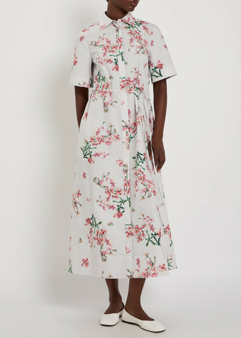 Erdem Floral-print Cotton-poplin Midi Shirt Dress Multicoloured