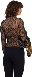 Balenciaga Black & Beige Lace Crewneck T-shirt