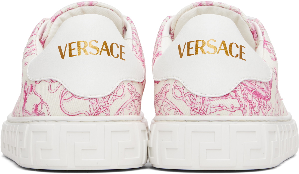 Versace Off-White & Pink Underwater Barocco Greca Sneakers