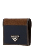 Prada Two-tone Fabric And Suede Wallet