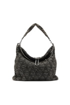 Diesel Charm-D - Hobo bag in acid-wash quilted denim - Shoulder Bags Womens in Grey
