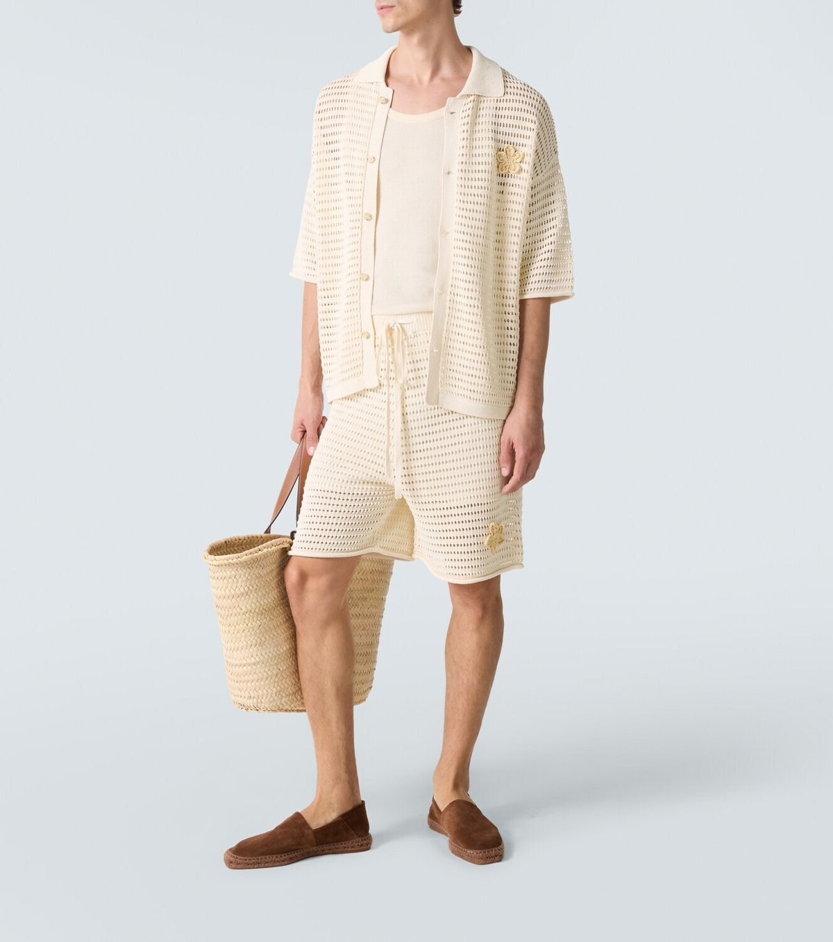 Commas Crochet floral-appliqué open-knit Bermuda shorts