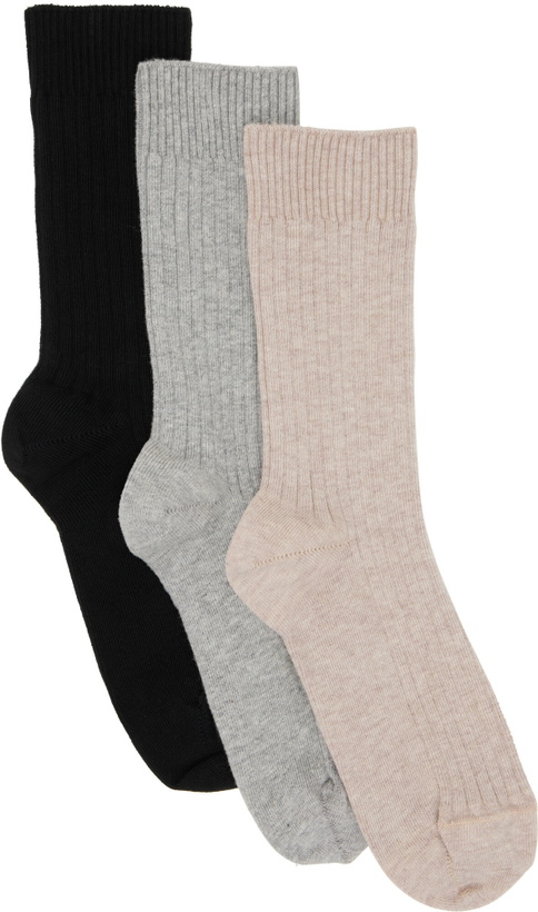 Photo: Baserange Three-Pack Multicolor Cotton Rib Overankle Socks