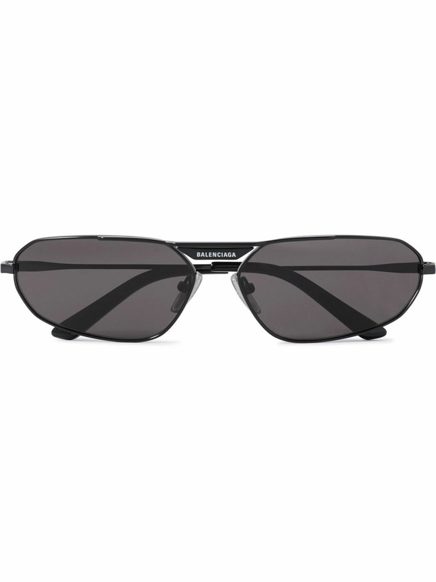 Photo: Balenciaga - Oval-Frame Metal Sunglasses