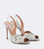 Aquazzura Ce Soir metallic leather slingback sandals