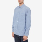 Beams Plus Men's Button Down Gingham Oxford Shirt in Blue