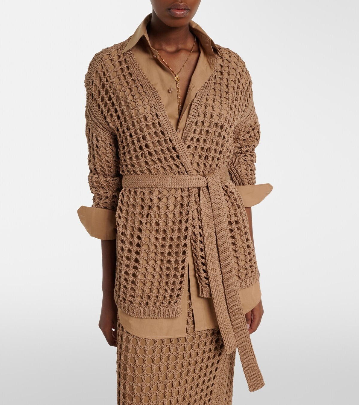 Max Mara Gelo open-knit cotton wrap cardigan