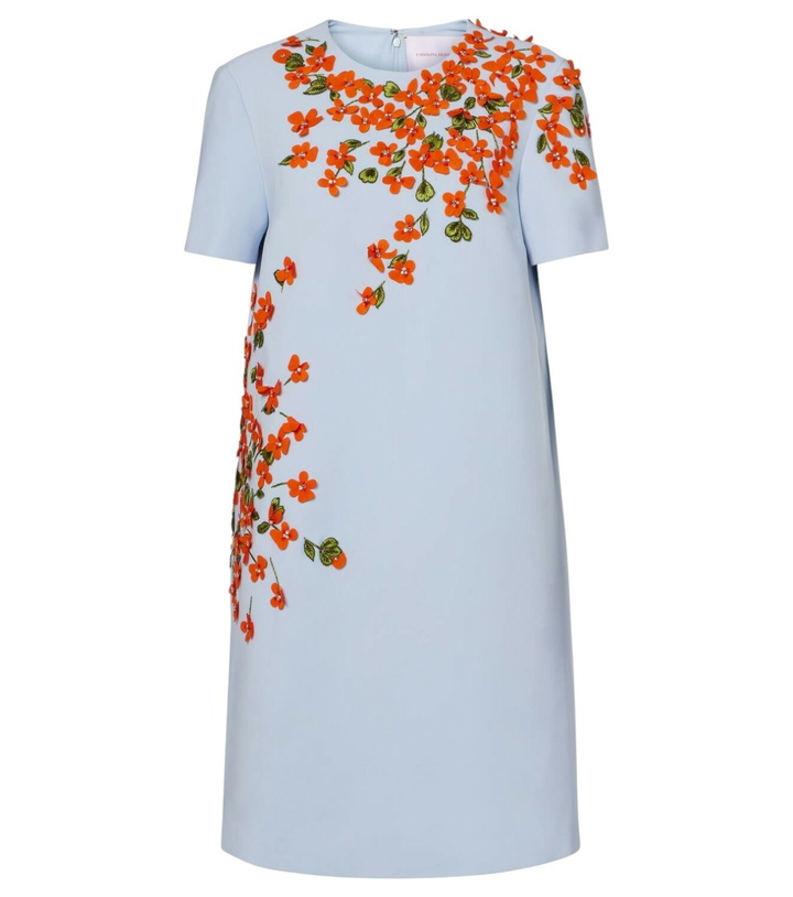 Photo: Carolina Herrera Floral-appliqué crêpe shift dress