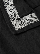 Corridor - Hamsa Camp-Collar Embroidered Linen and Cotton-Blend Shirt - Black