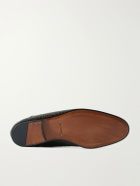 TOM FORD - Steven Grosgrain-Trimmed Croc-Effect Leather Loafers - Brown