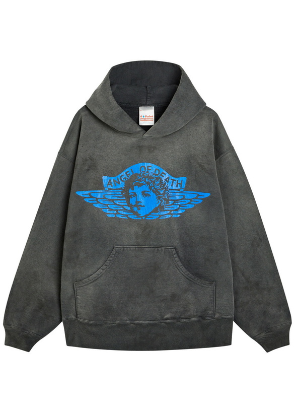 Photo: Saint Mxxxxxx Angel of Death Printed Hooded Cotton Sweatshirt Black