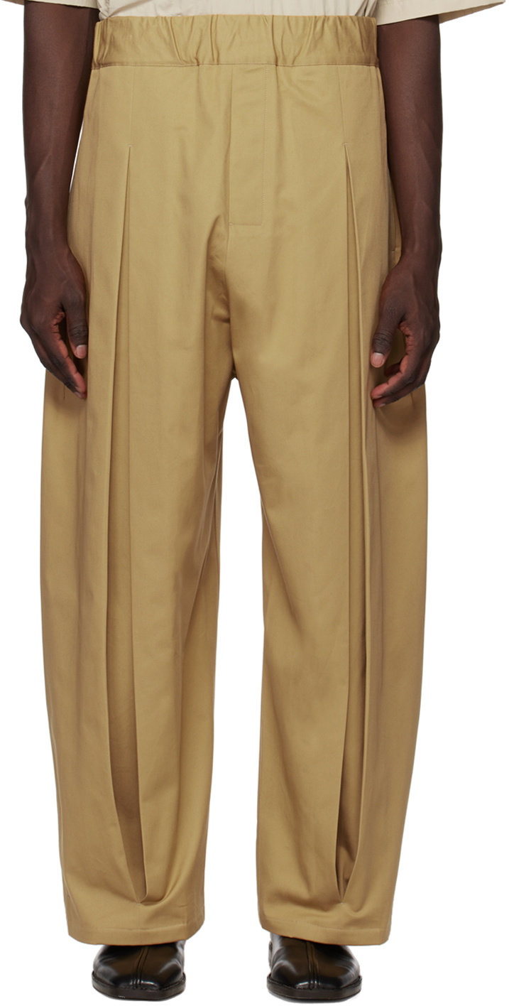 SAGE NATION Beige Box Pleat Trousers SAGE NATION