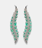 Ananya Scatter 18kt white gold earrings with diamonds and emeralds