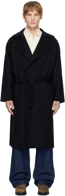 Photo: YLÈVE Navy Lambswool Double Clothe Beaver Coat
