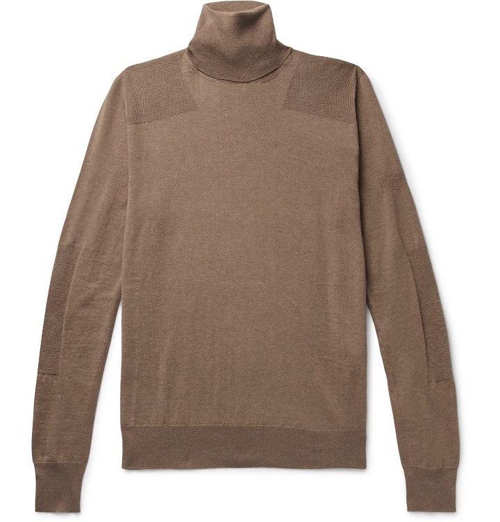 Photo: AMIRI - Wool and Cashmere-Blend Rollneck Sweater - Brown