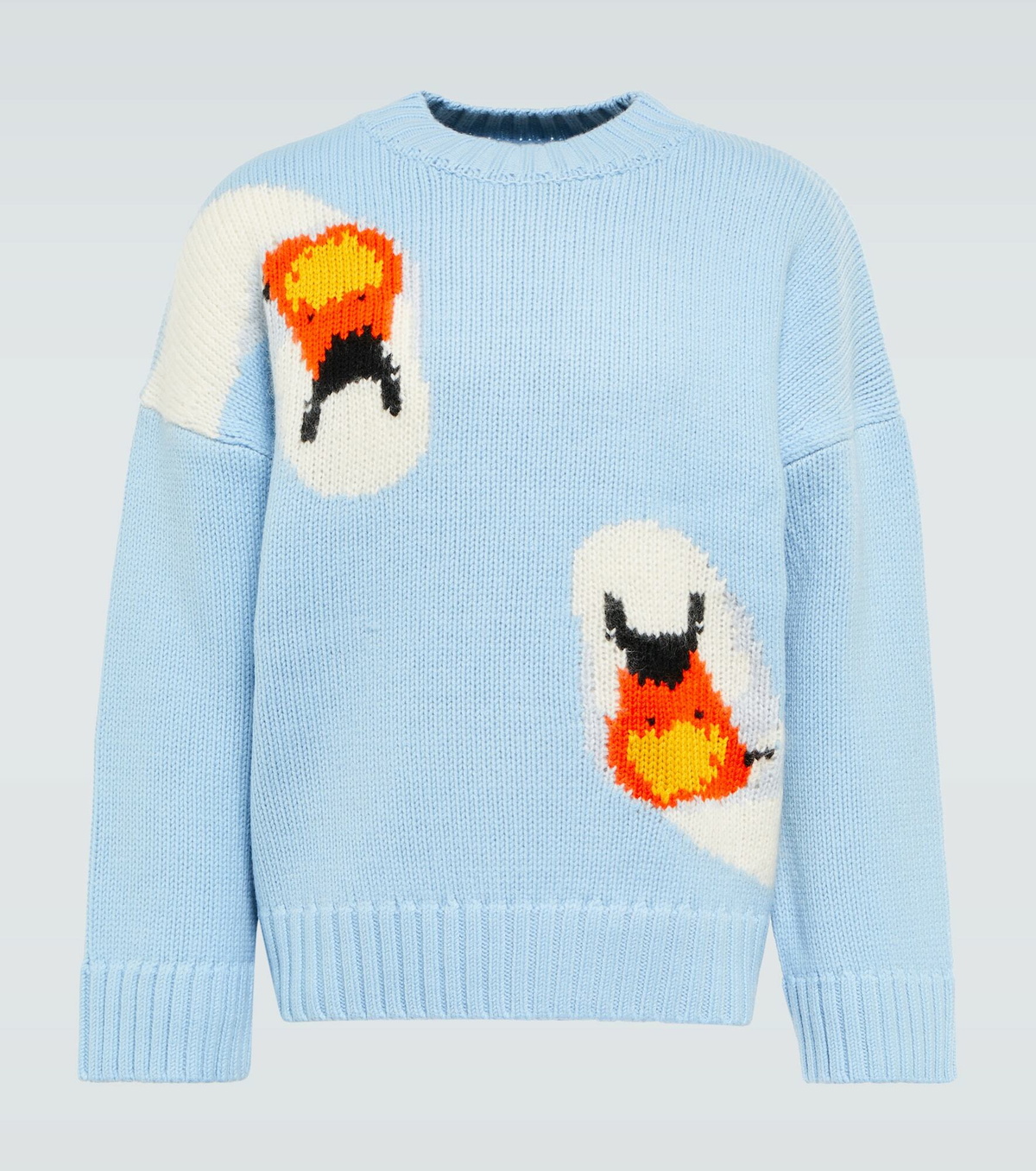 【J.W ANDERSON】intarsia-logo long-sleeve hoodie Jw Anderson Intarsia-logo Long-sleeve Hoodie In Bianco