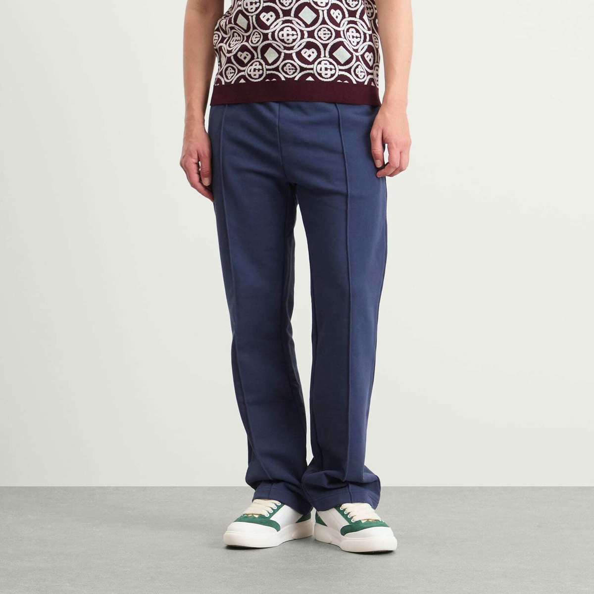 Casablanca Men's Navy Loopback Patch Open Hem Jogger in Dress Blue