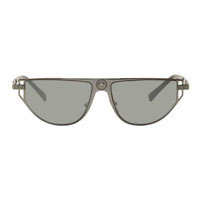 Photo: Versace Gunmetal Grecamania Visor Sunglasses