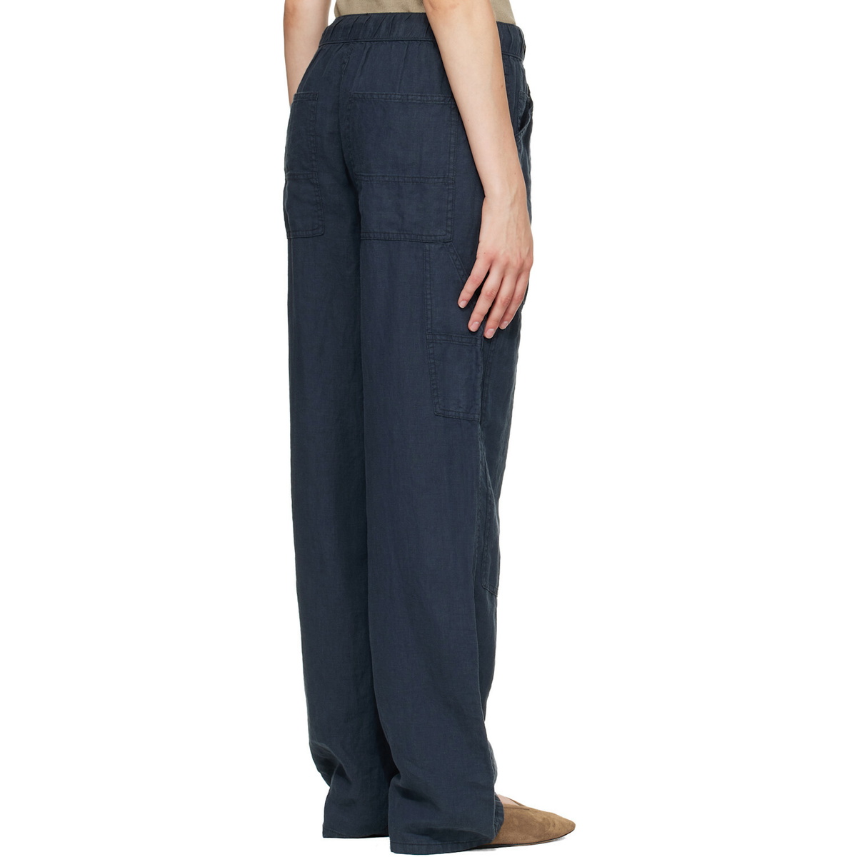 rag & bone Navy Atlas Linen Trousers