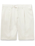 DE PETRILLO - Slim-Fit Pleated Cotton-Blend Twill Bermuda Shorts - White