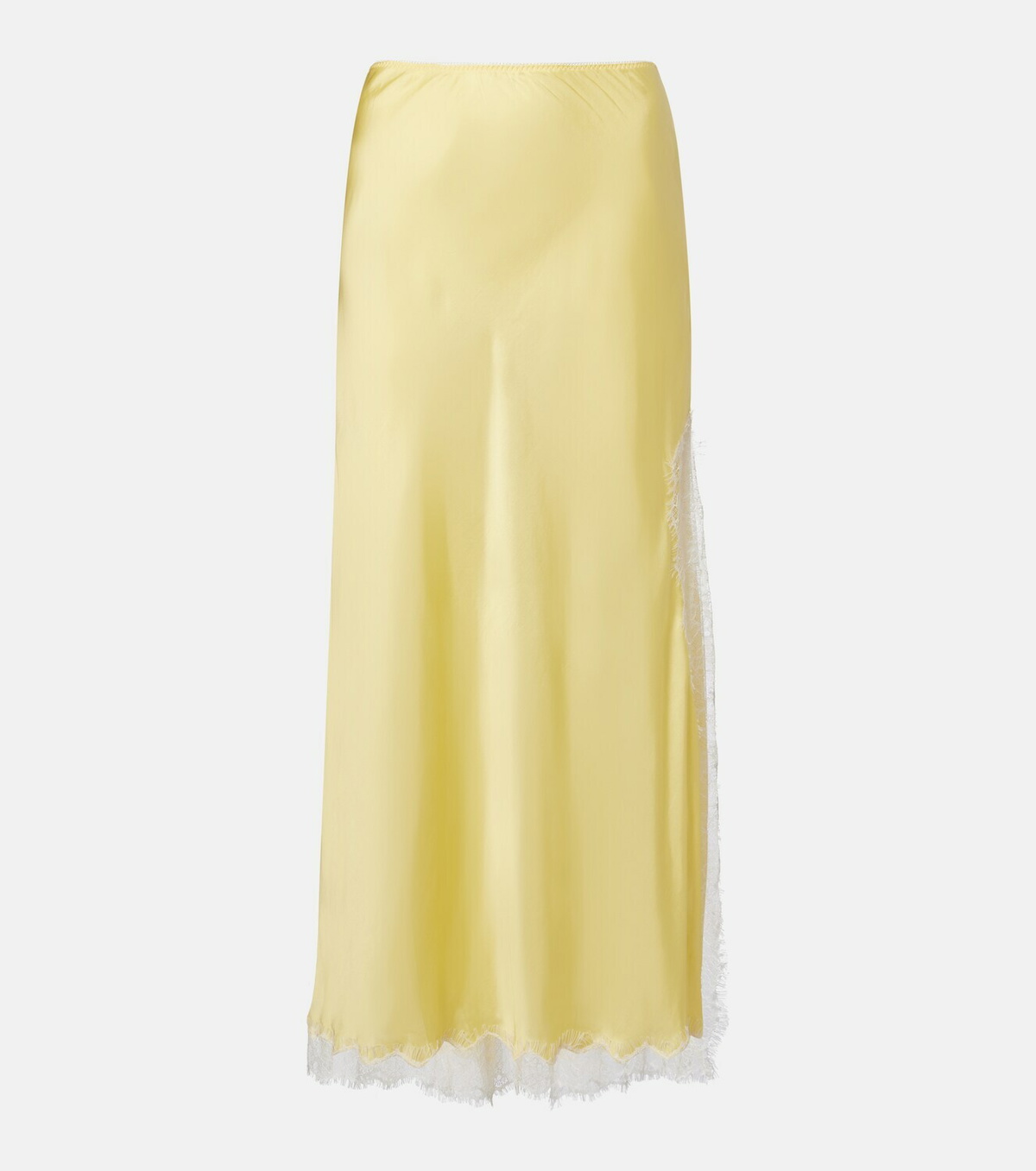 Poupette St Barth Lila lace-trimmed satin slip skirt