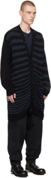 Yohji Yamamoto Black & Navy Striped Cardigan