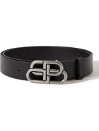 Balenciaga - 3.5cm Logo-Embellished Leather Belt - Black