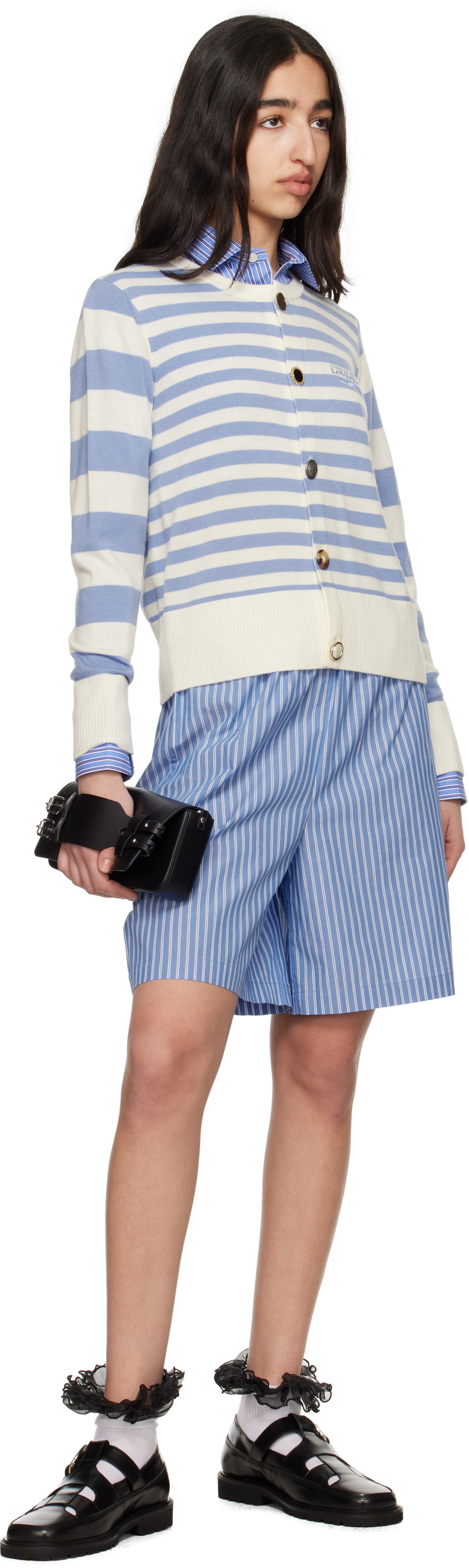 Charles Jeffrey LOVERBOY Blue & White Button Down Cardigan