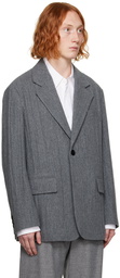 Solid Homme Gray Pleated Blazer