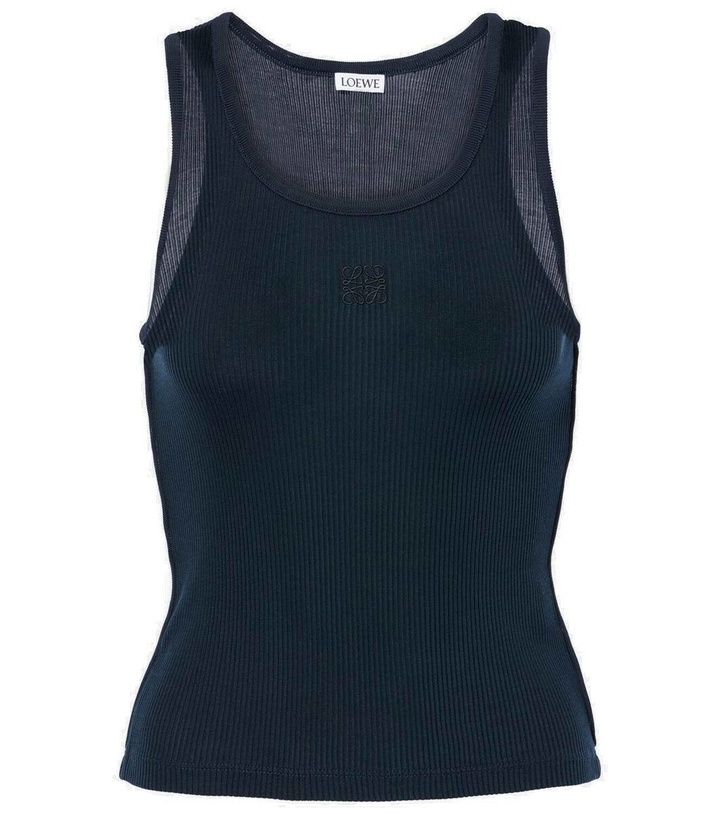 Photo: Loewe Anagram ribbed-knit silk jersey tank top