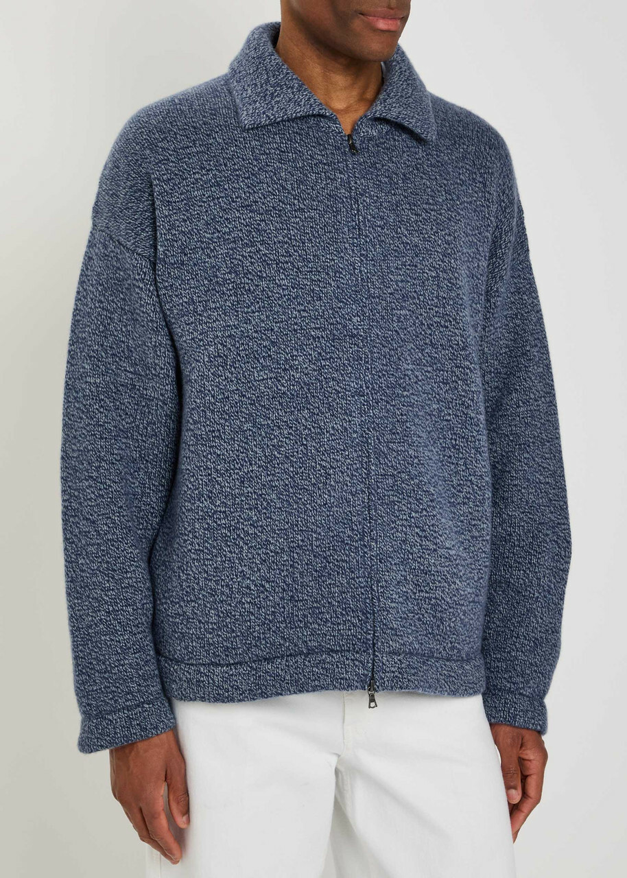 The Elder Statesman Hunter Zip-through Cashmere Jacket Blue