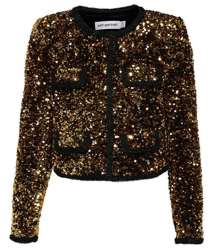 Photo: Self-Portrait Sequined cropped jacket