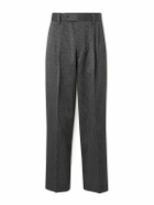mfpen - Straight-Leg Pleated Striped Wool and Silk-Blend Trousers - Gray