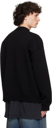 Balenciaga Black Cotton Logo Padded Knit Crewneck Sweater
