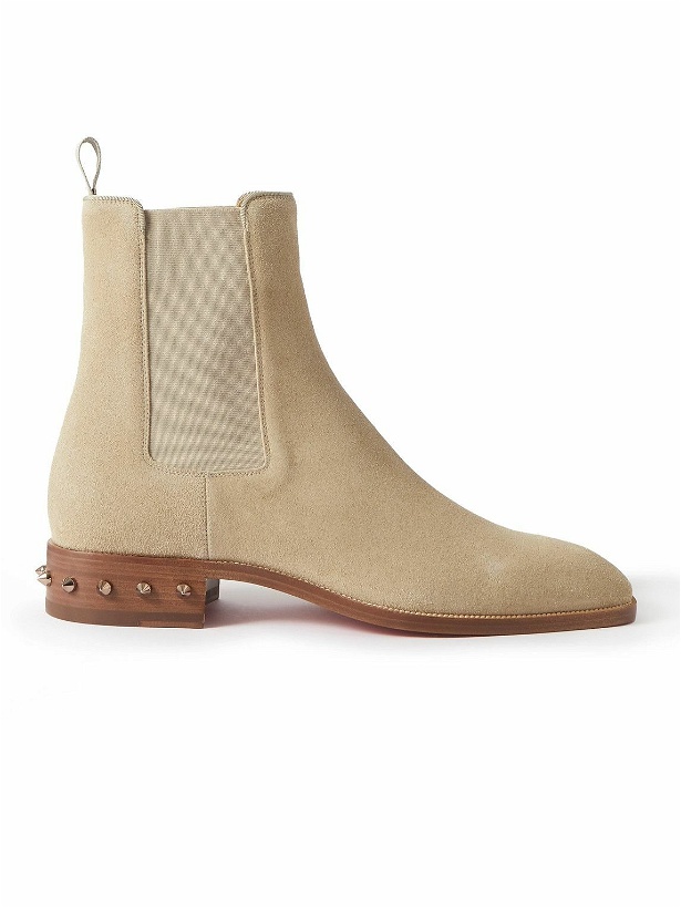 Photo: Christian Louboutin - So Samson Studded Suede Chelsea Boots - Neutrals