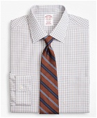 Brooks Brothers Men's Madison Relaxed-Fit Dress Shirt, Non-Iron Framed Windowpane | Brown/Blue