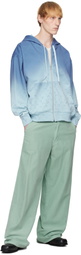 Marine Serre Blue Moon Faded Fleece Zipped Hoodie
